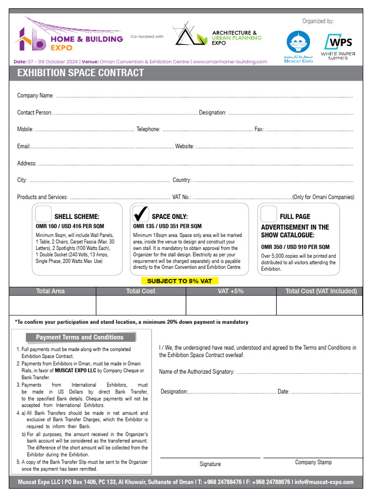 Exhibition Space Contract Details | PDF | Insurance | Liability Insurance