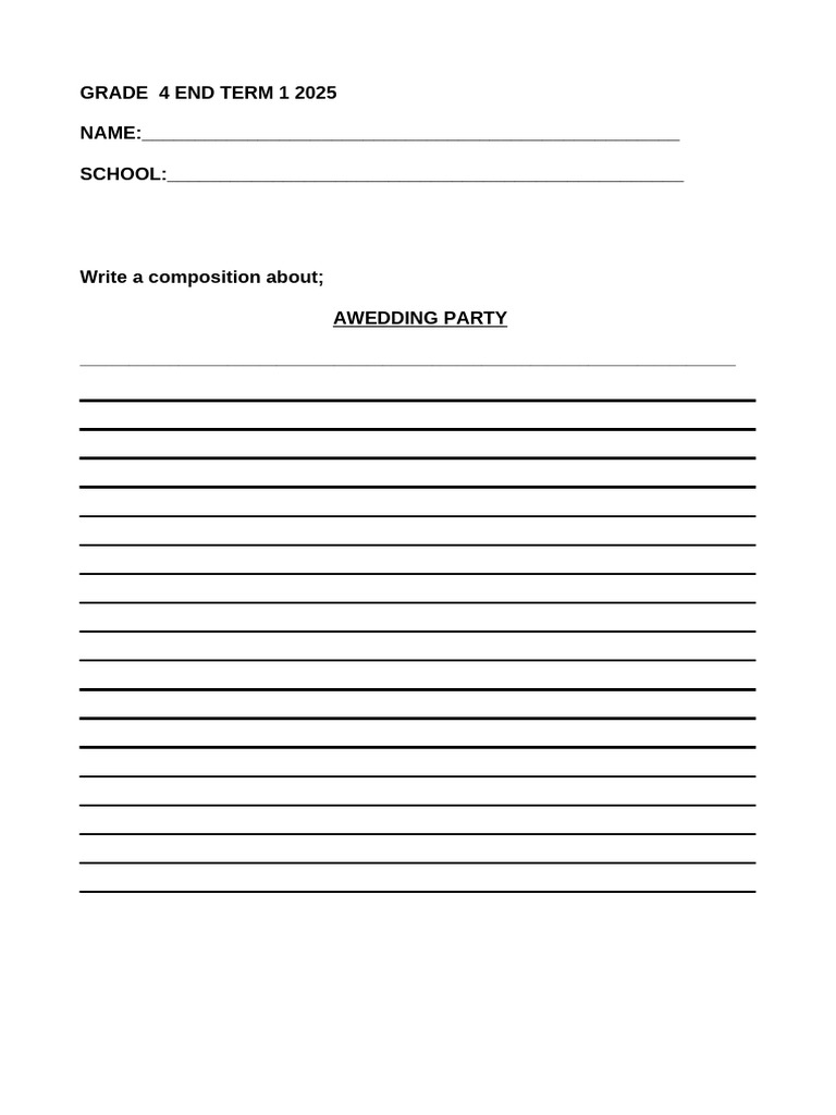 Grade 4 Wedding Party Composition Guide | PDF