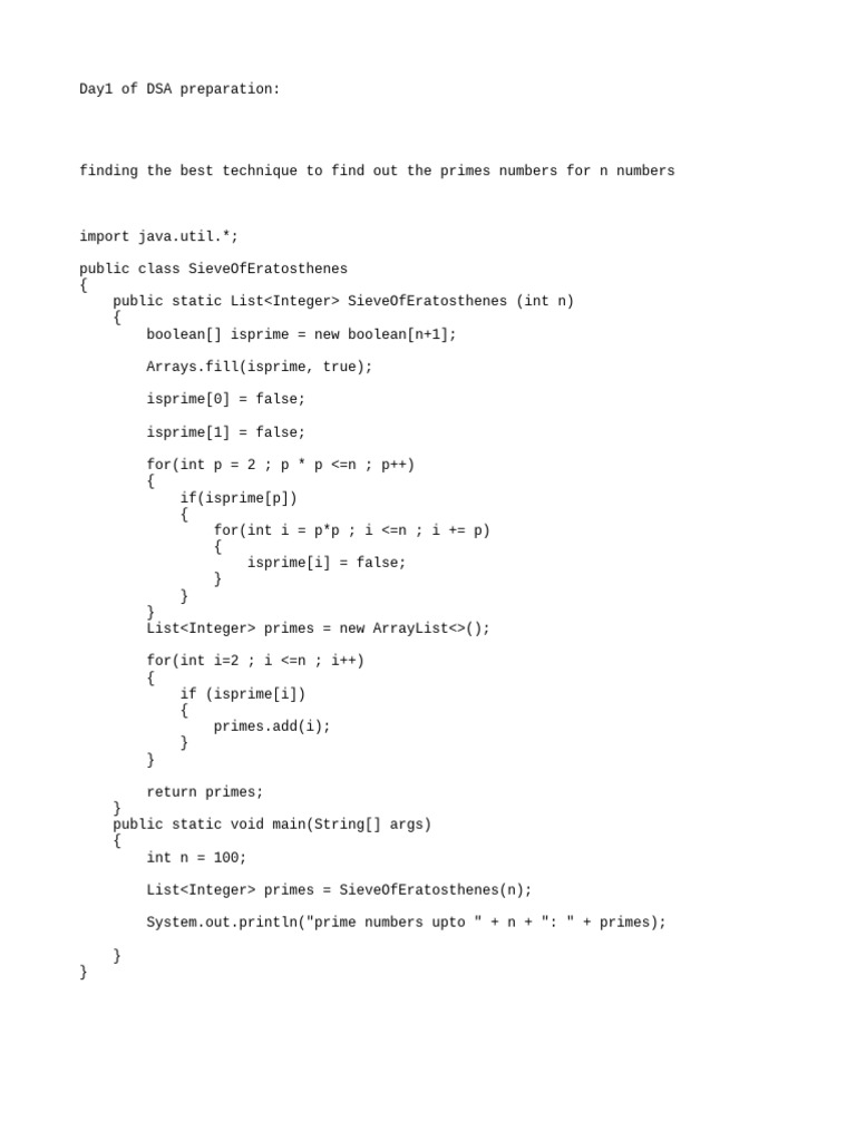 Sieve of Eratosthenes in Java | PDF