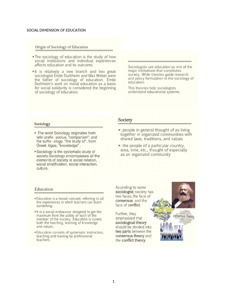 Social Studies Reviewer 6 Social Dimension of Education | PDF