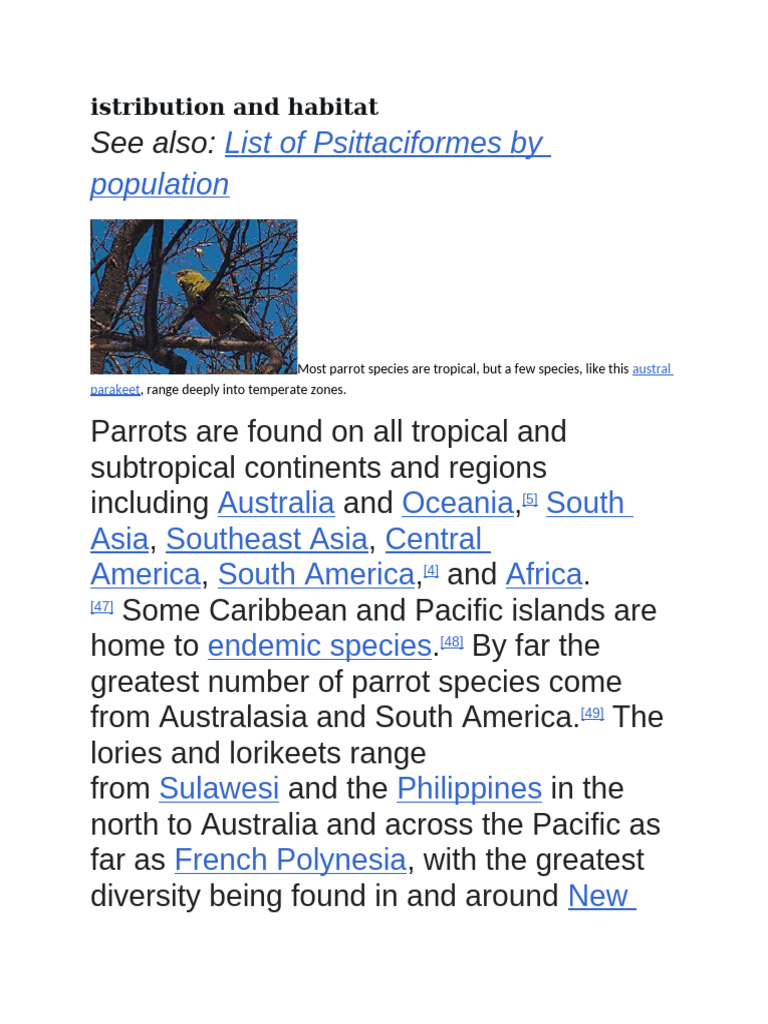 Parrot Distribution and Behavior Insights | PDF | Parrot | Birds