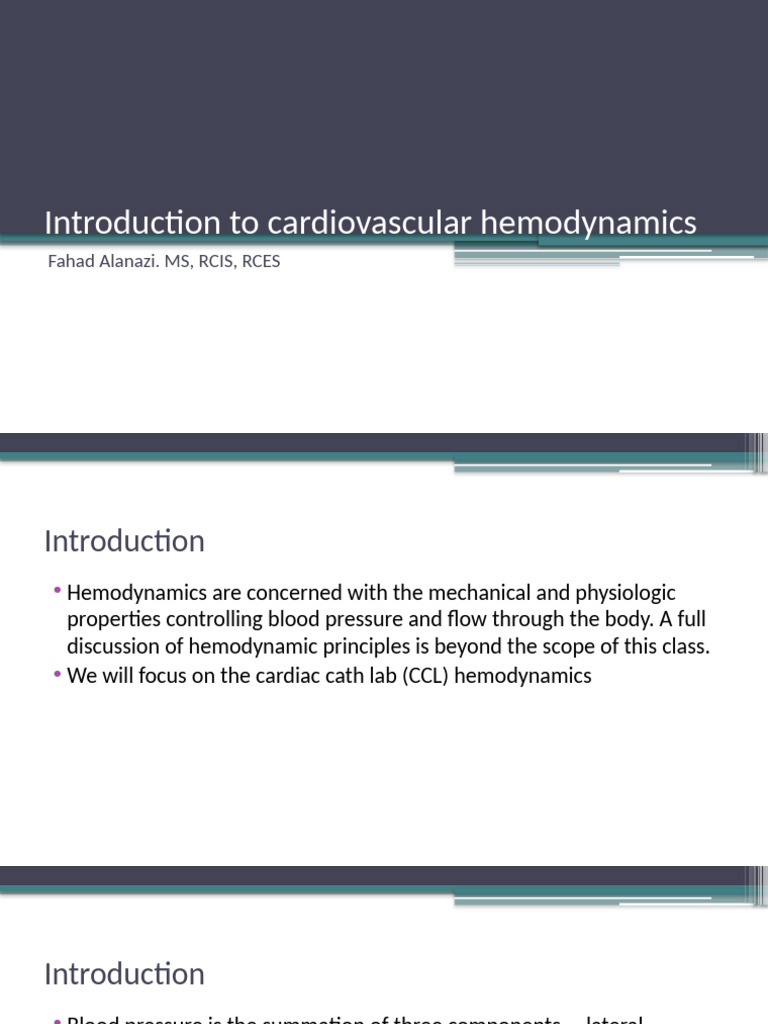 1 Introduction To Hemodynamics | PDF | Hemodynamics | Heart