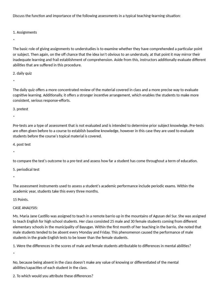 Importance of Assessments in Education | PDF | Educational Assessment ...