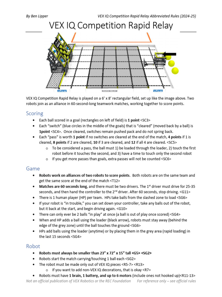 VEX IQ Rapid Relay Rules 2024-25 | PDF | Robotics | Automation