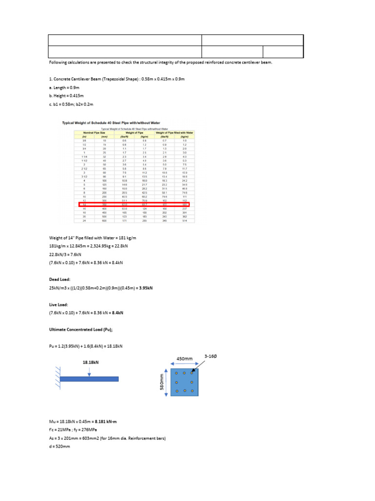 DESIGN AND INVESTIGATION OF REINFORCED CONRETE CANTILEVER BEAM ...