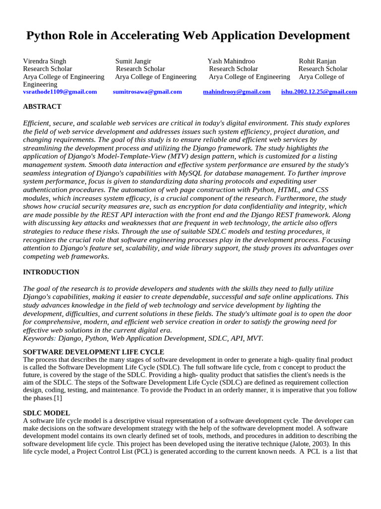 Pythons Role in Accelerating Web Application Deve | PDF | Databases ...