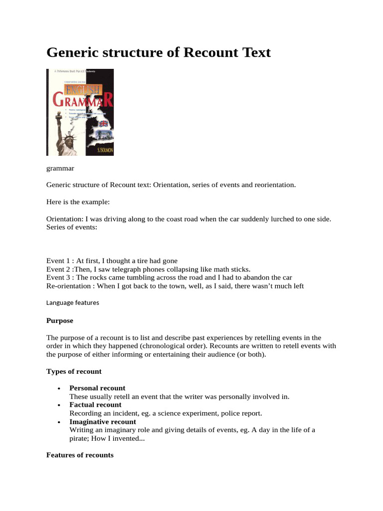 Generic Structure of Recount | PDF | Verb | Languages