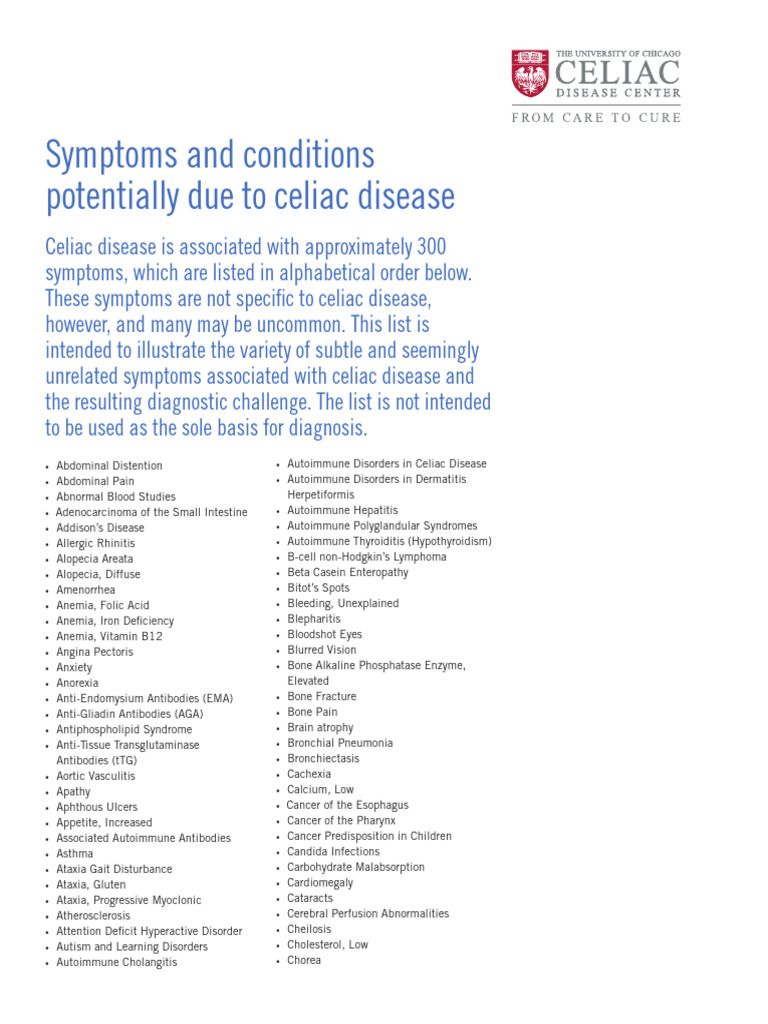 Celiac Disease Symptoms Overview | PDF | Coeliac Disease | Autoimmune ...