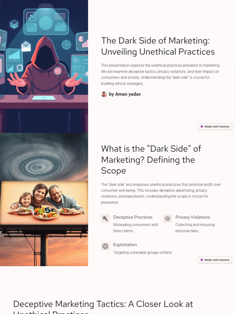 The Dark Side of Marketing Unveiling Unethical Practices | PDF | False ...