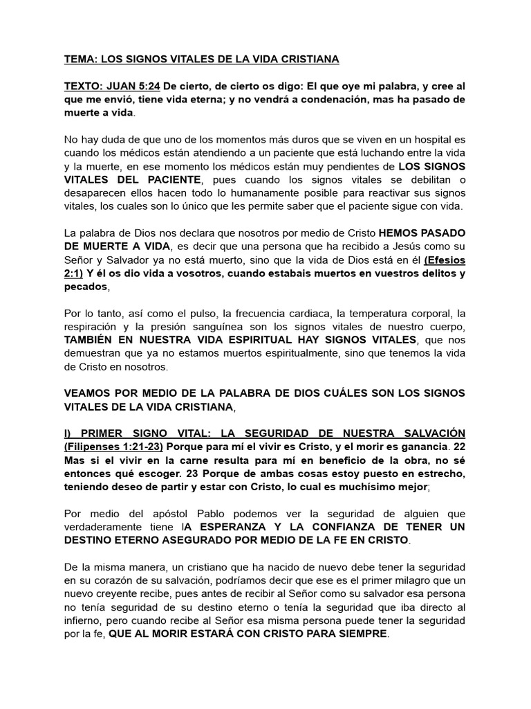 Signos Vitales de la Vida Cristiana | PDF | Cristo (título) | Amor