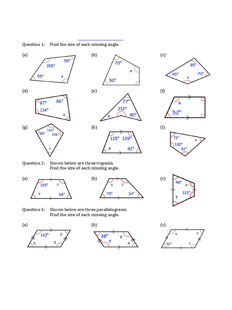 Angles in Quadrilateral HW 28 Feb 1 | PDF