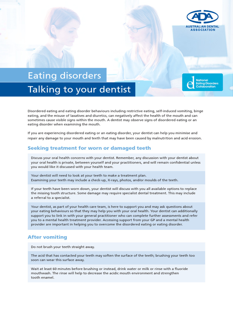 Oral Health and Eating Disorders Guide | PDF | Mouth | Dentistry Branches