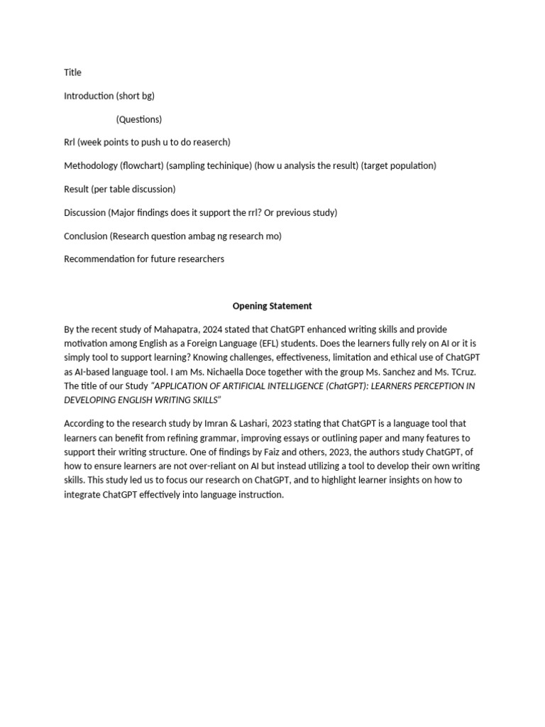 ChatGPT's Impact on EFL Writing Skills | PDF | Artificial Intelligence ...