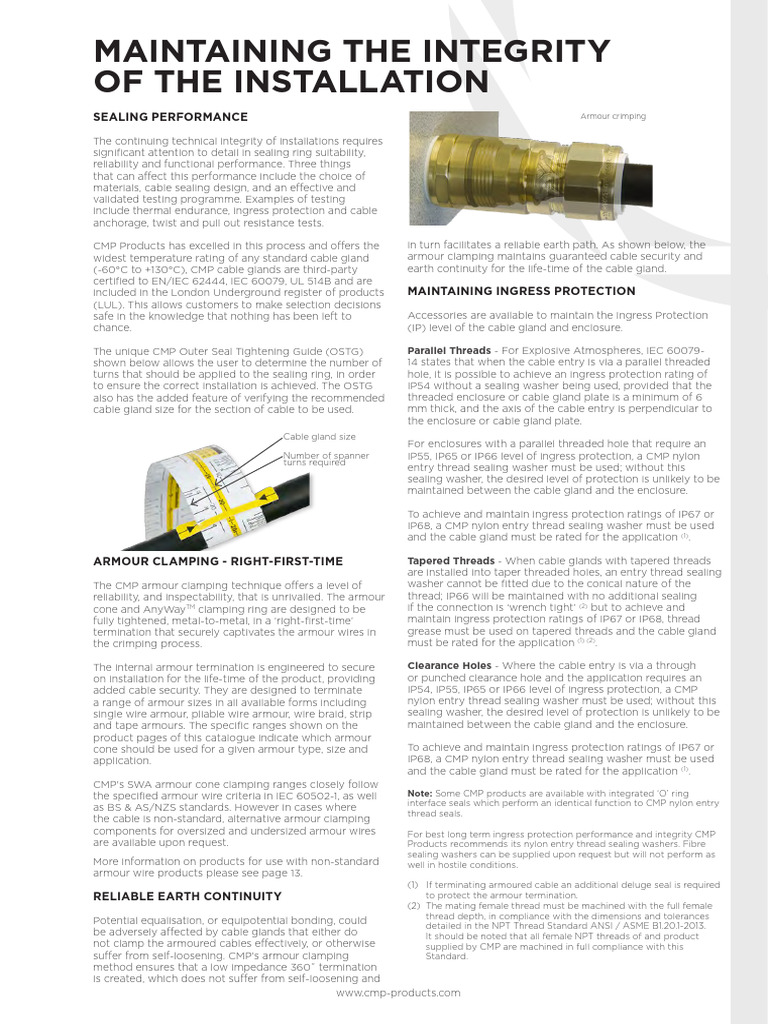 CMP Cable Gland Installation Guide | PDF