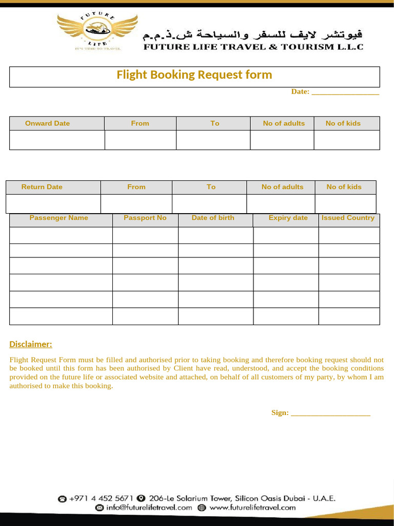 Flight Booking Request Form | PDF