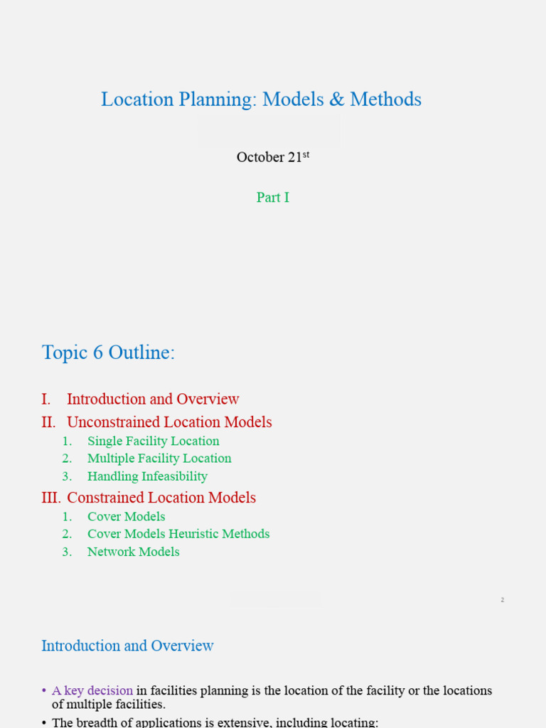 Facility Location Models Overview | PDF | Distance | Mathematical Analysis