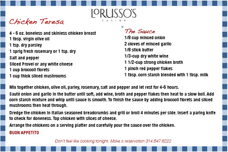 Chicken Teresa PDF European Cuisine Regional & Ethnic Food