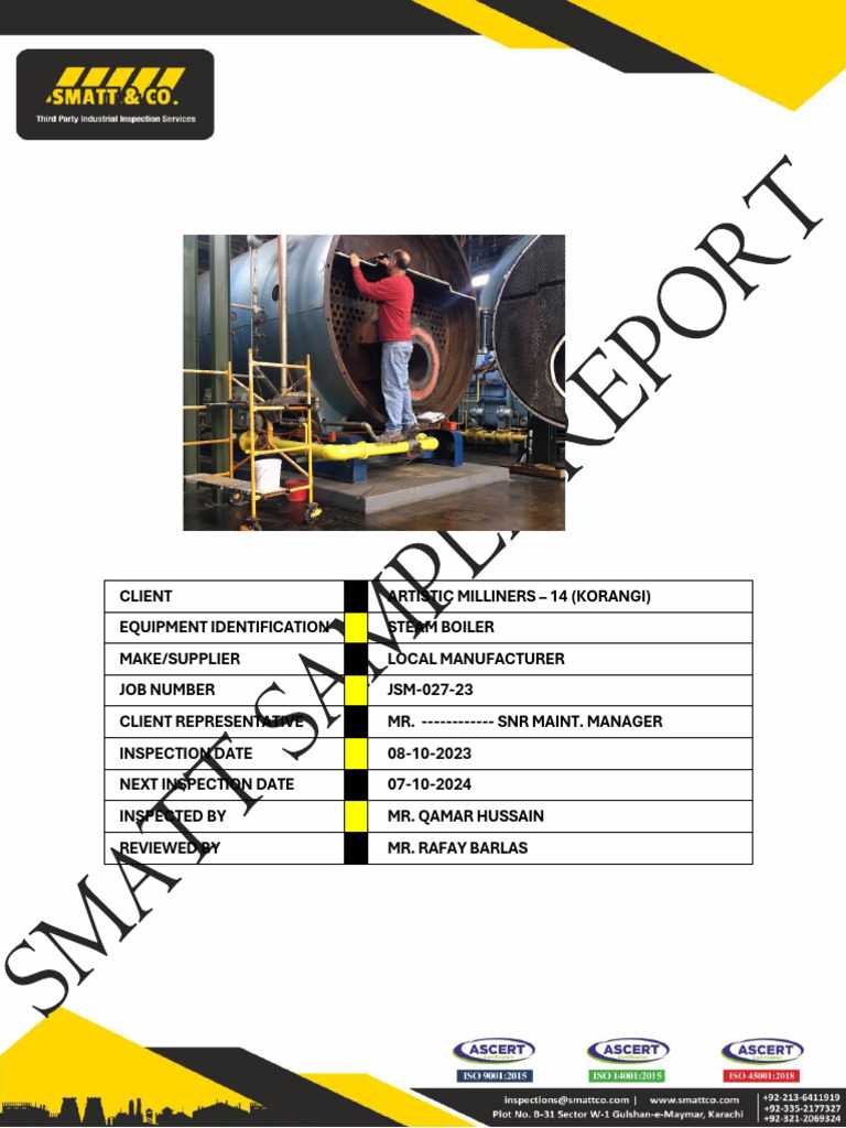 Steam Boiler Inspection Report 2023 | PDF | Boiler | Mechanical Engineering