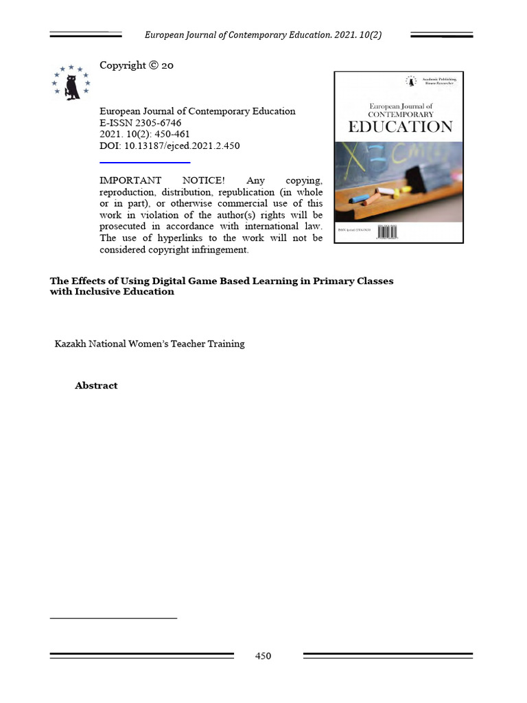 The Effect of Using Digital Game Based Learning in Primary Classes With ...