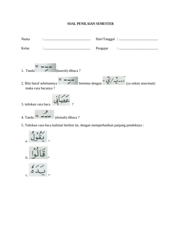 Tanda Domah dalam Penilaian Semester | PDF