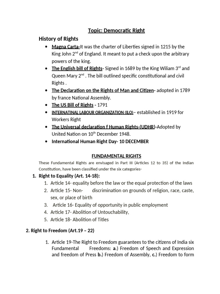 History of Democratic Rights Overview | PDF | Writ | Legal Documents