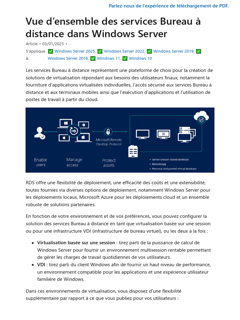 Services Bureau à distance sur Windows Server | PDF | Machine virtuelle ...