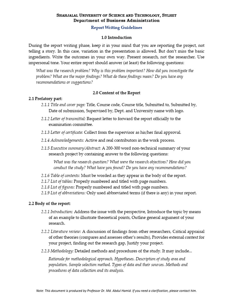 Report Writing Guidelines for Students | PDF | Methodology | Argument