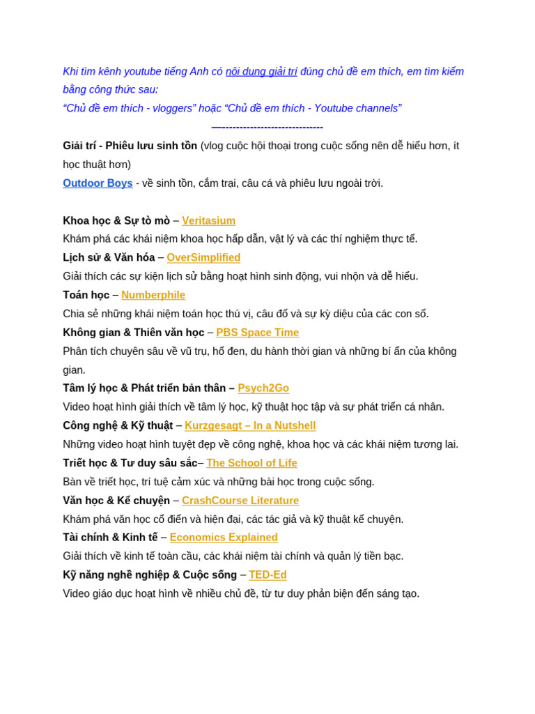 Youtube Channels | PDF