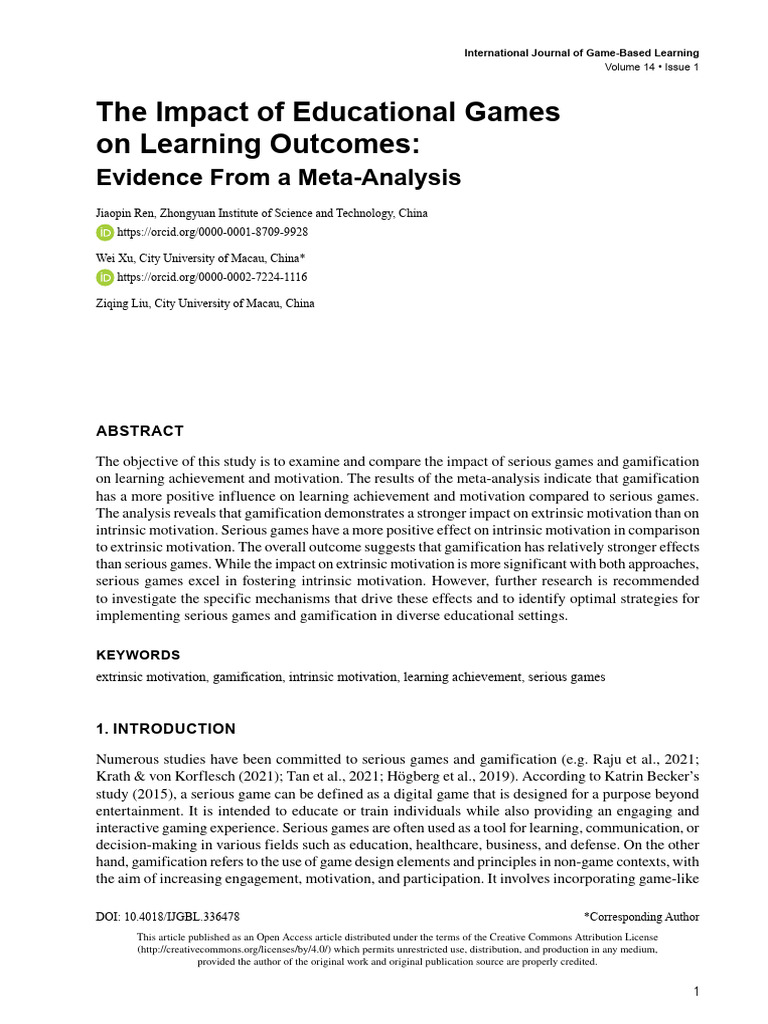The Impact of Educational Games On Learning Outcom | PDF | Motivational ...