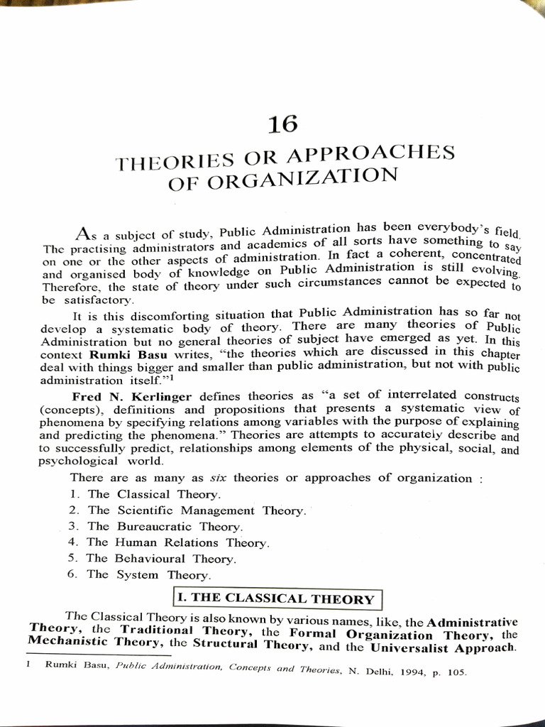 Theories of Organization in Public Admin | PDF | Theory | Bureaucracy