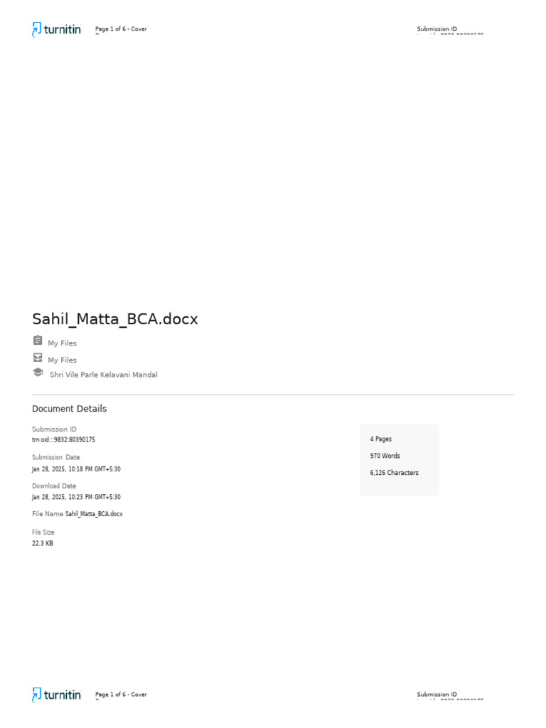 Sahil Matta G008 BCA | PDF | Turnitin | Artificial Intelligence