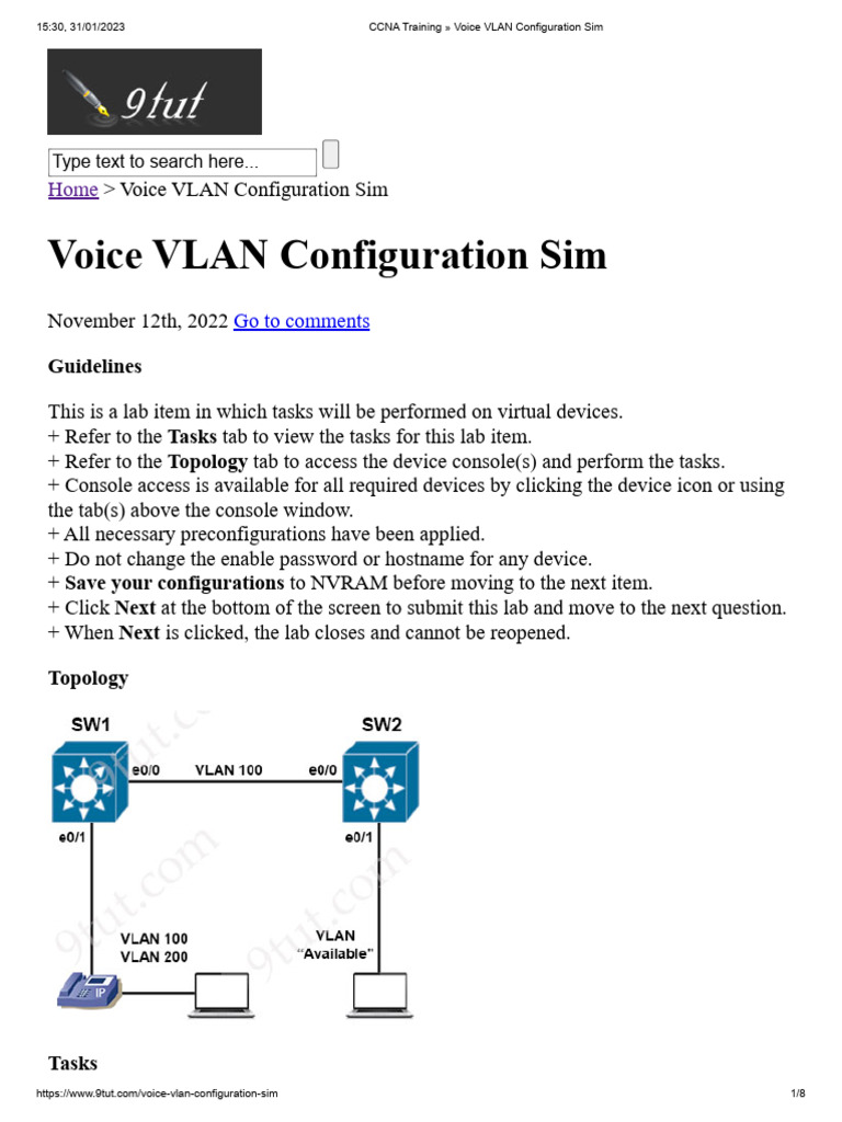 Voice VLAN Configuration Lab Guide | PDF | Ip Address | Computer Network