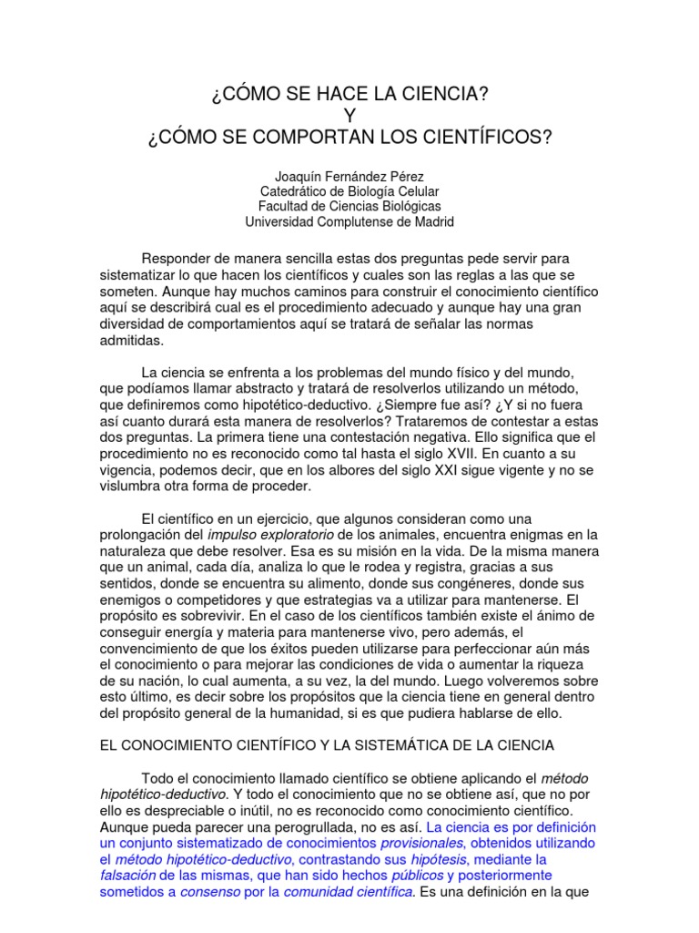 Cómo se hace la ciencia y su sistemática | PDF | Science | Hipótesis