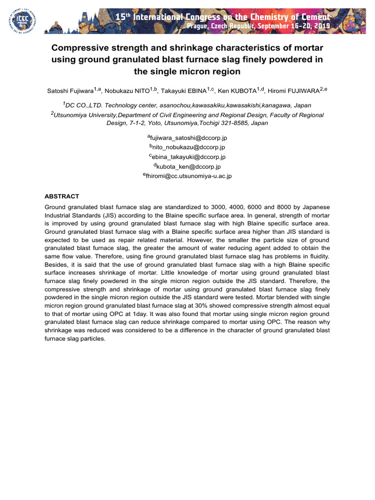 Compressive Strength of Fine Slag Mortar | PDF | Concrete | Mortar ...