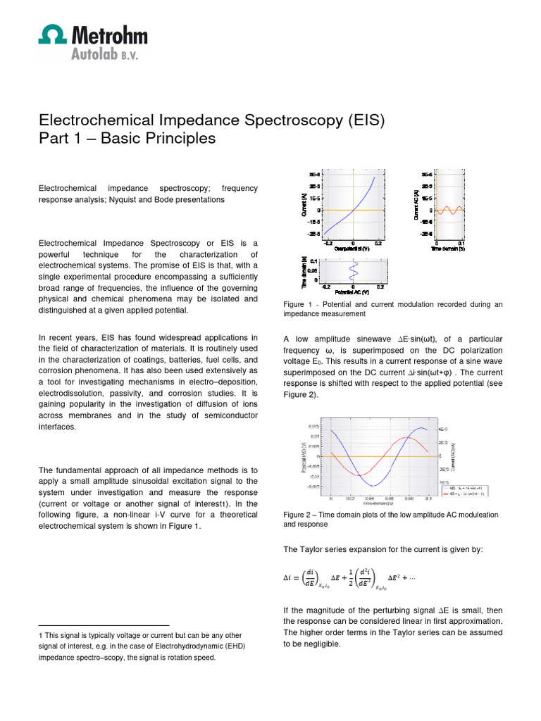 Electrochemical Impedance Spectroscopy E | PDF | Electrical Impedance ...
