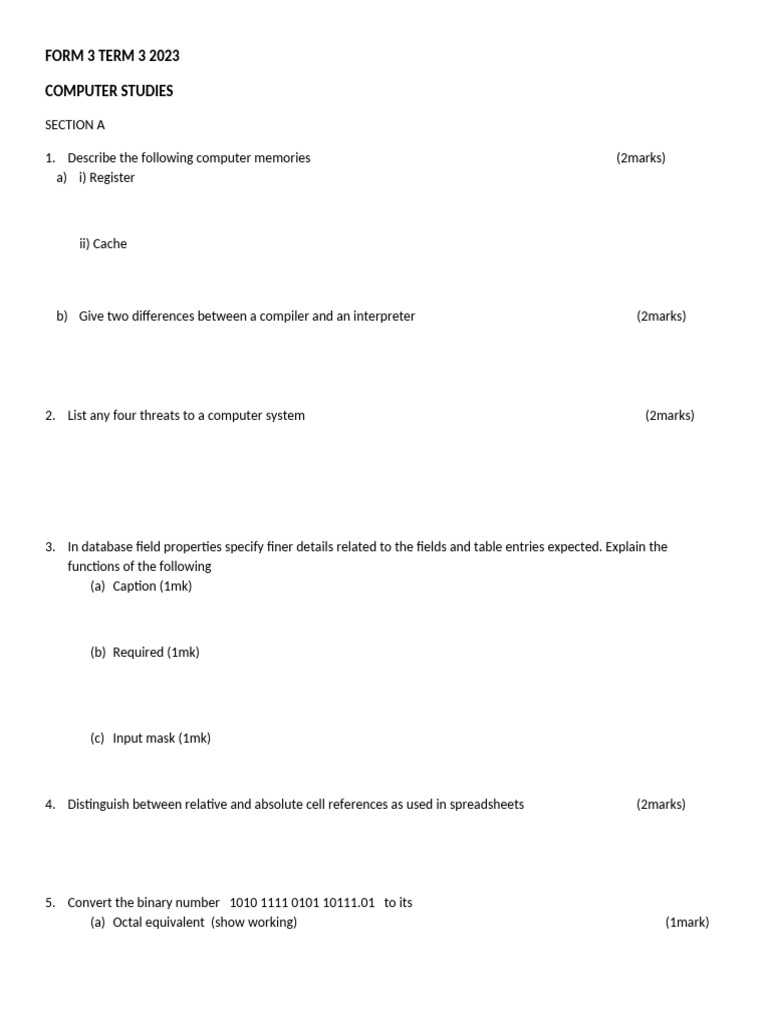 FORM 3 TERM 3 2023 Comp - 1696831480 | PDF | Computer Data Storage ...