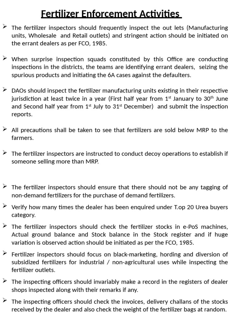 Fertilizer Enforcement Activities | PDF