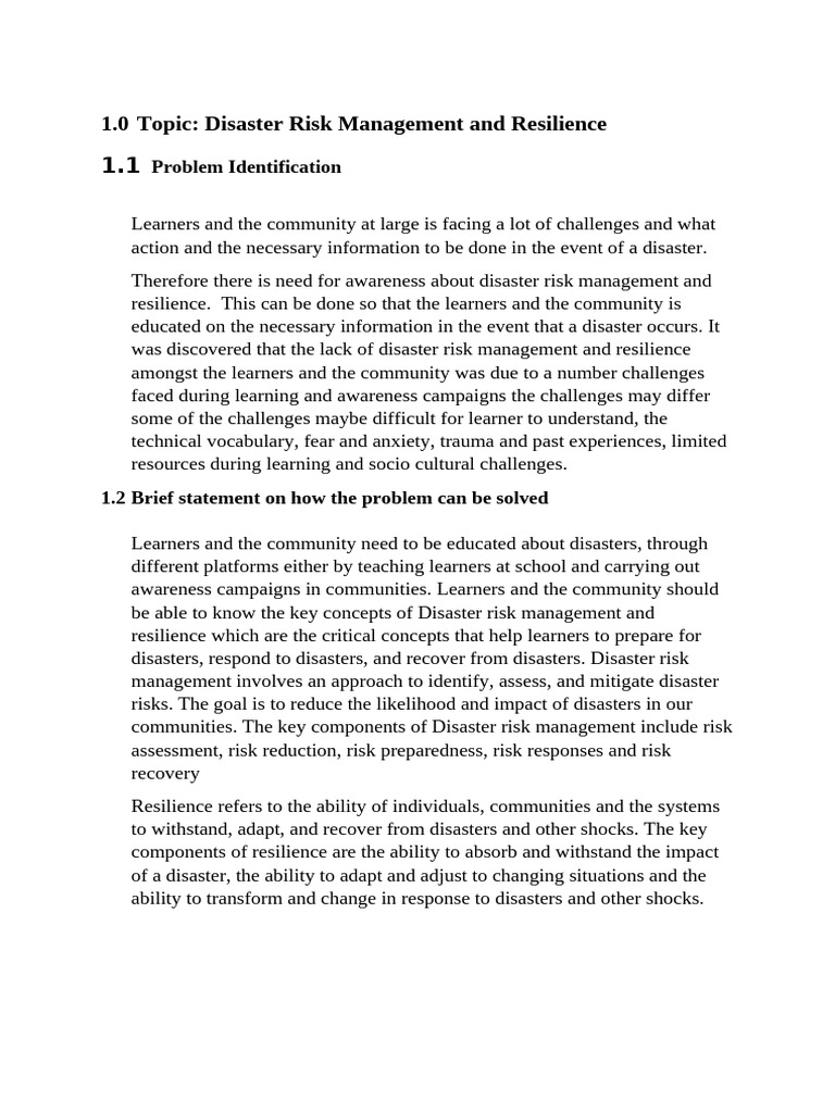 Enhancing Community Disaster Resilience | PDF | Disaster Risk Reduction ...