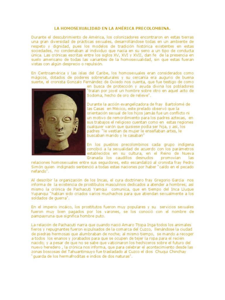 La Homosexualidad en La América Precolombina PDF Homosexualidad