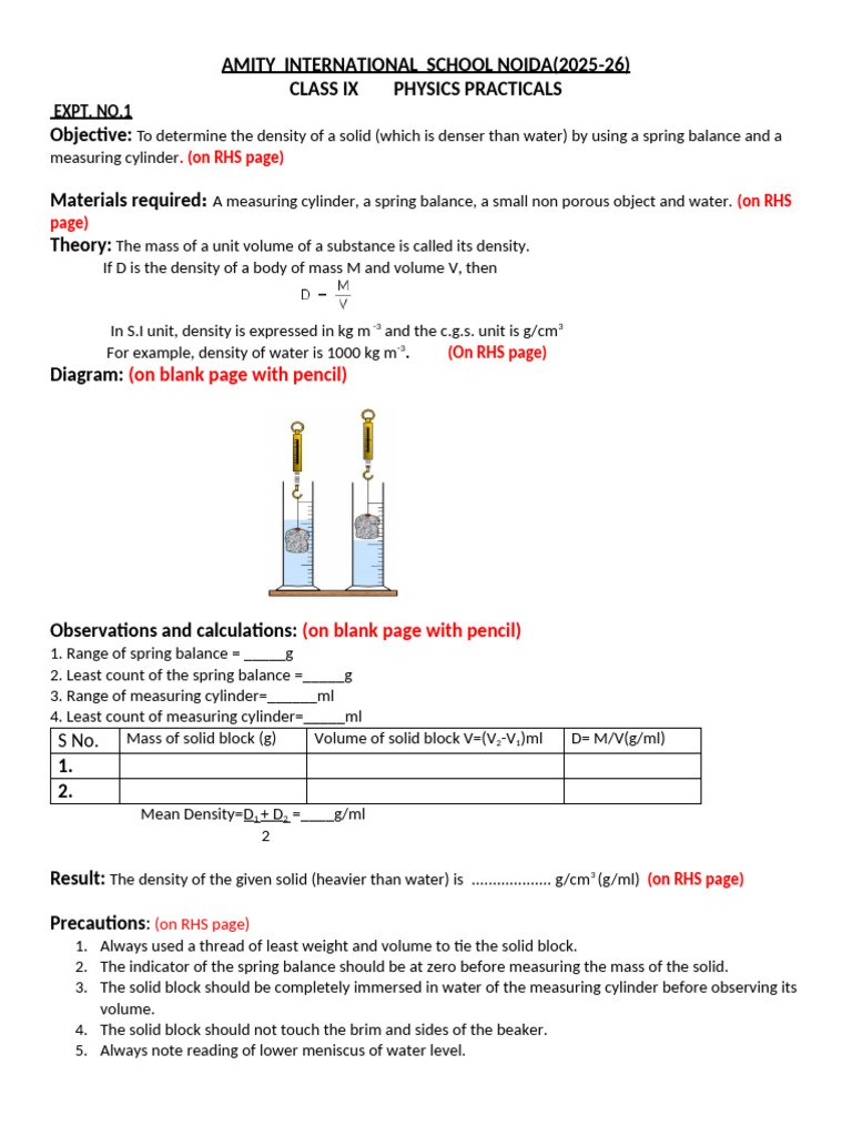 Physics Practical: Density & Reflection | PDF | Density | Weight