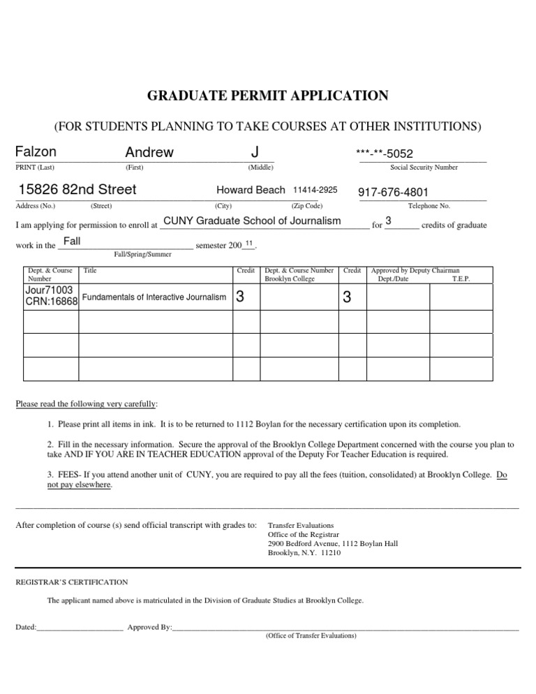 Graduate Permit Application | PDF