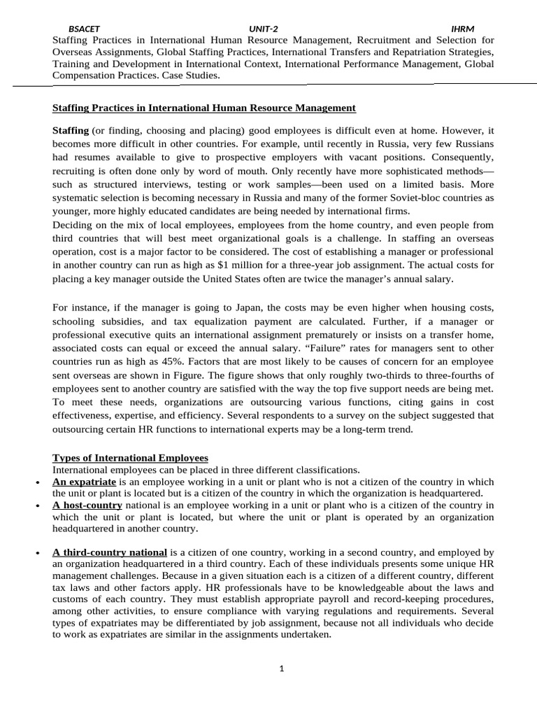 International Staffing Strategies Overview | PDF | Recruitment | Employment
