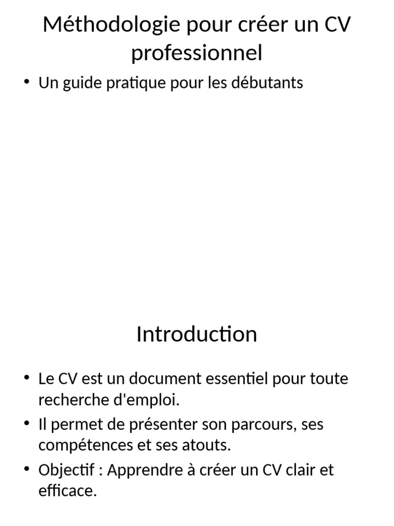 Guide pour un CV professionnel efficace | PDF