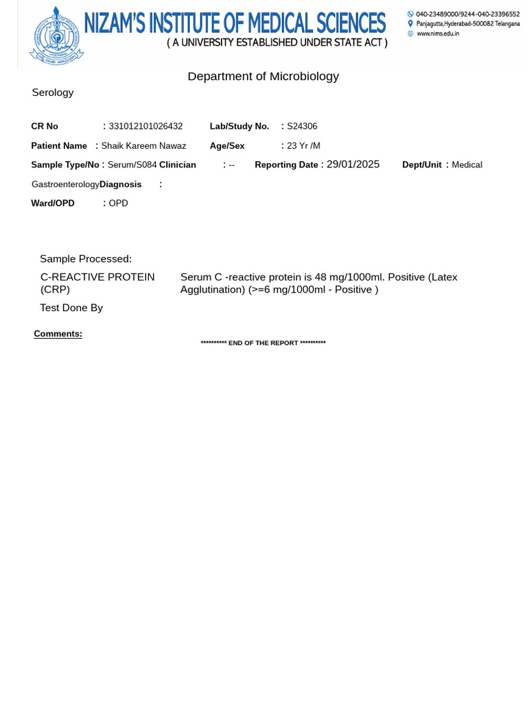 C Reactive Protein | PDF