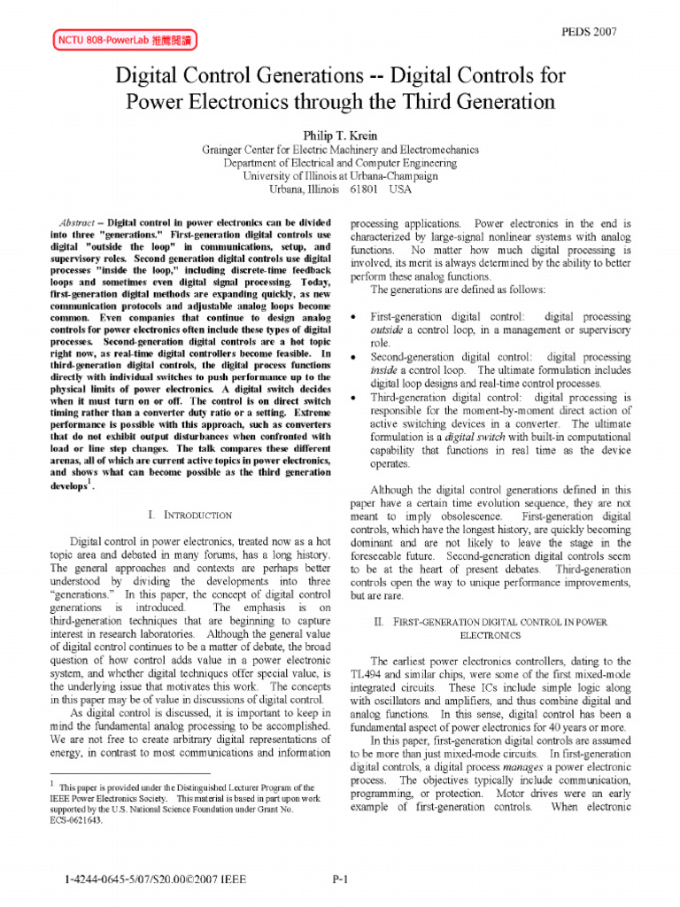 Digital Control Generations in Power Electronics | PDF | Sampling ...
