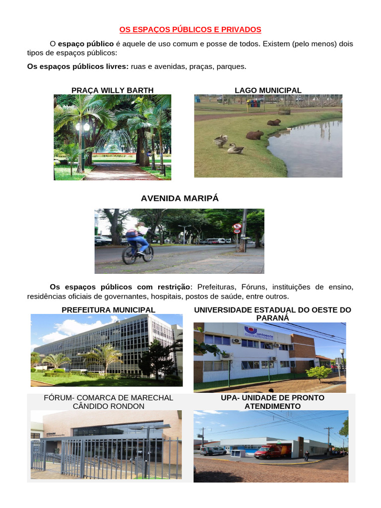 Espaços Públicos e Privados: Definições | PDF