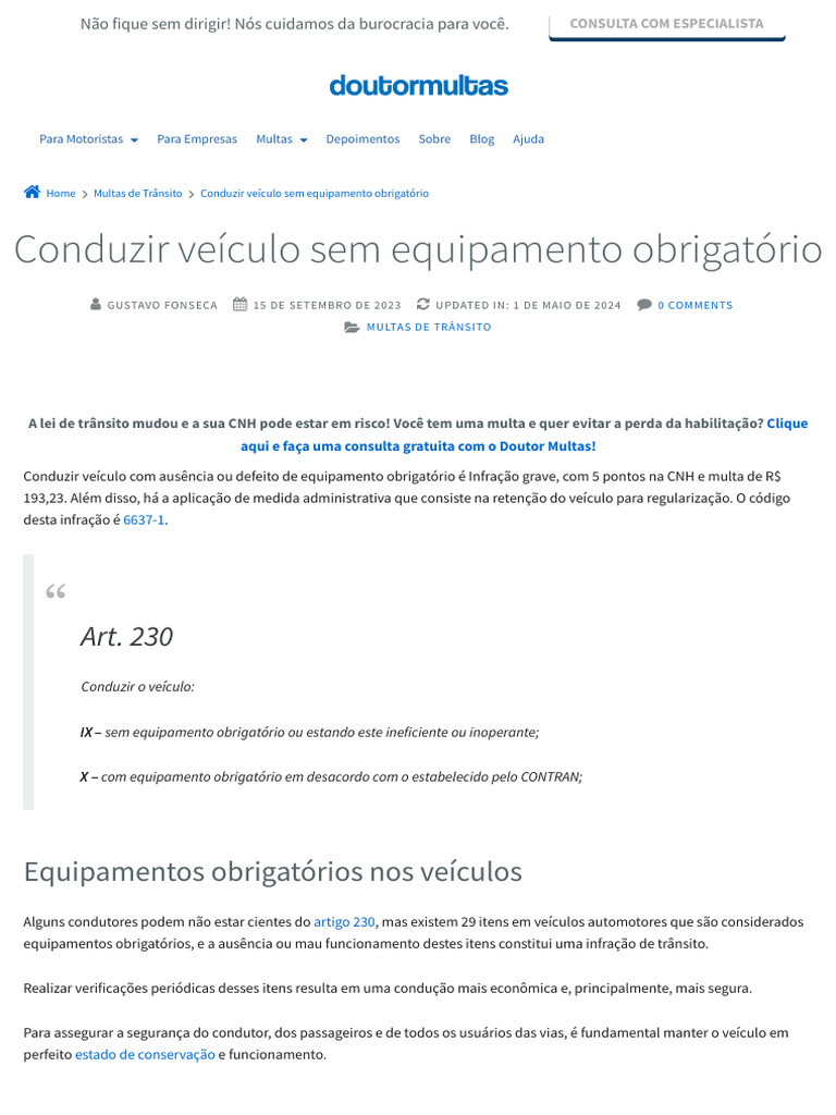 Equipamentos Obrigatórios no Veículo | PDF | Veículos | Transporte