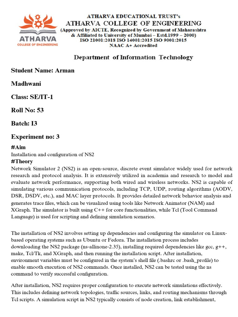 NS2 Installation and Configuration Guide | PDF | Computer Network ...