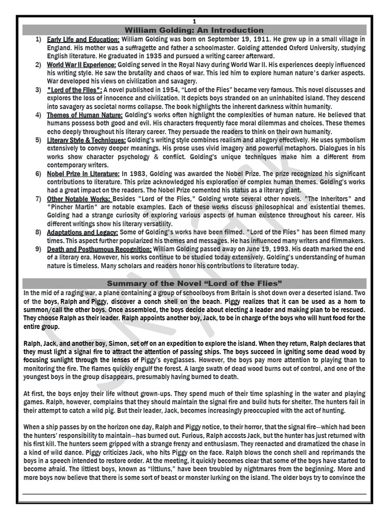 SUMMARY OF LORD OF THE FLIES BY WILLIAM GOLDING visual data 7