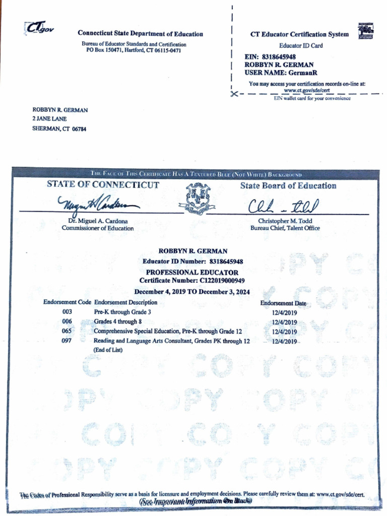 Connecticut Educator Certification Details | PDF